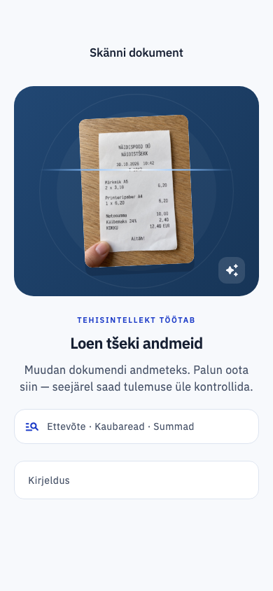 Digitsekk loeb tšeki ettevõtet, kaubaridu ja summasid